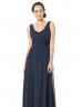 A-line Navy Blue Pleated Chiffon Bridesmaid Dress